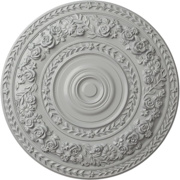 Ekena Millwork Rose Ceiling Medallion (Fits Canopies up to 13 1/2"), Hand-Painted Frost, 33 7/8"OD x 2 3/8"P CM33ROFRF - main